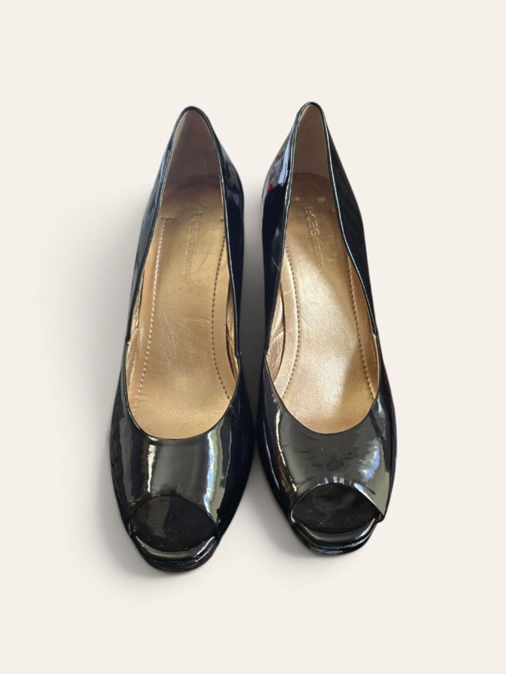 BCBG Platform Peep Toe Wedges